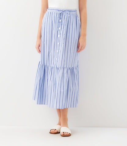 Striped Tiered Midi Skirt