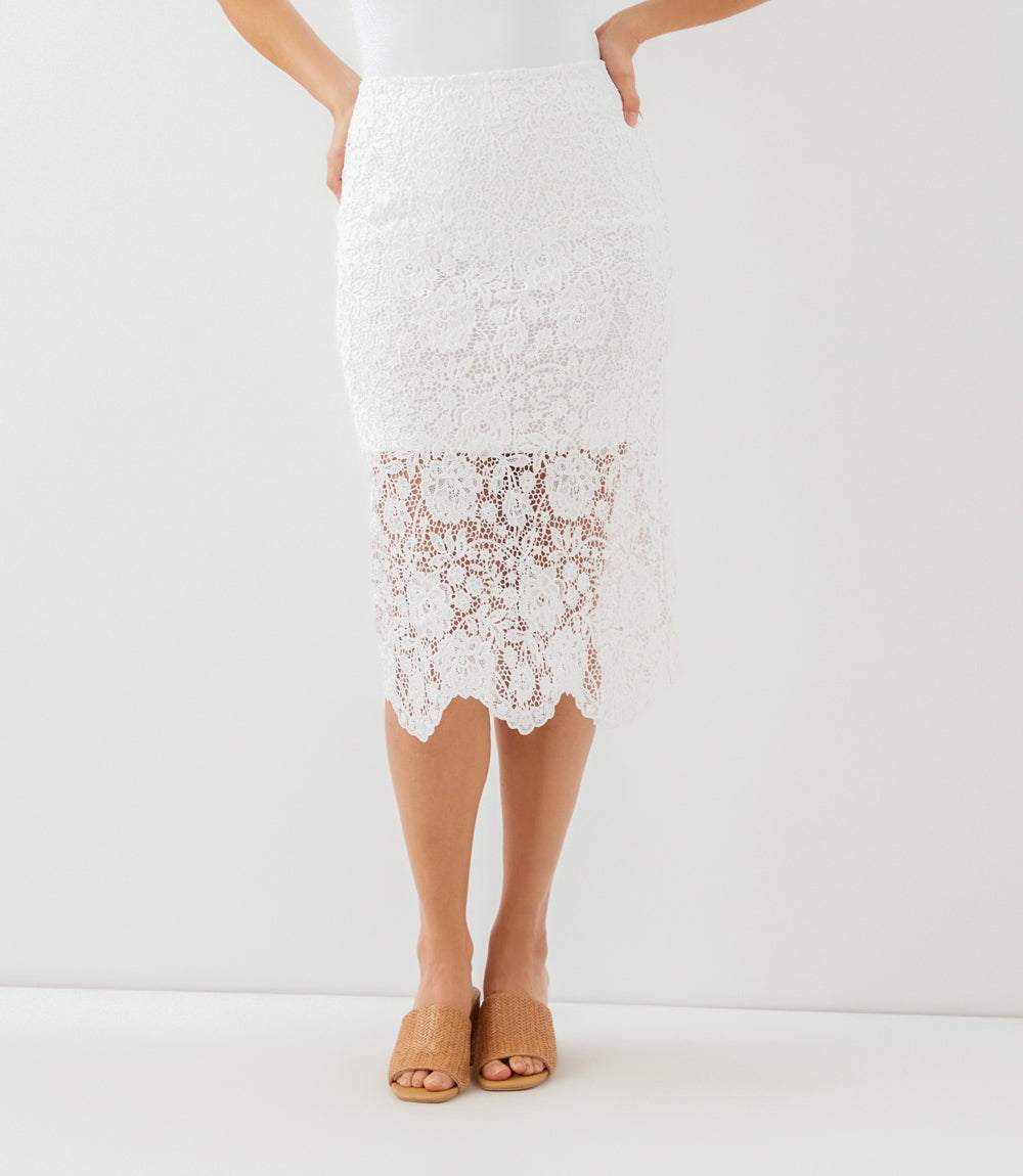 Lace Midi Pencil Skirt