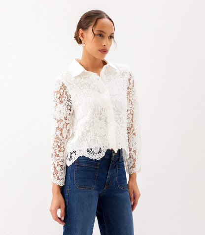 Lace Button Down Soft Jacket