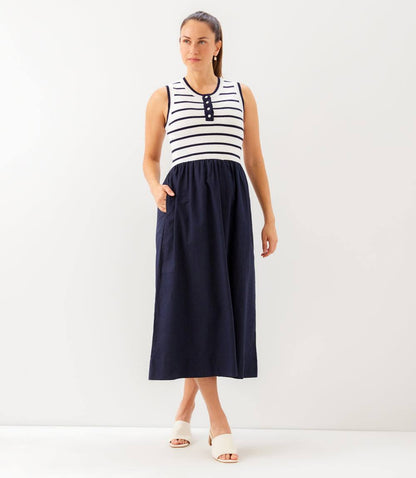 Stripe Mixed Media Dress