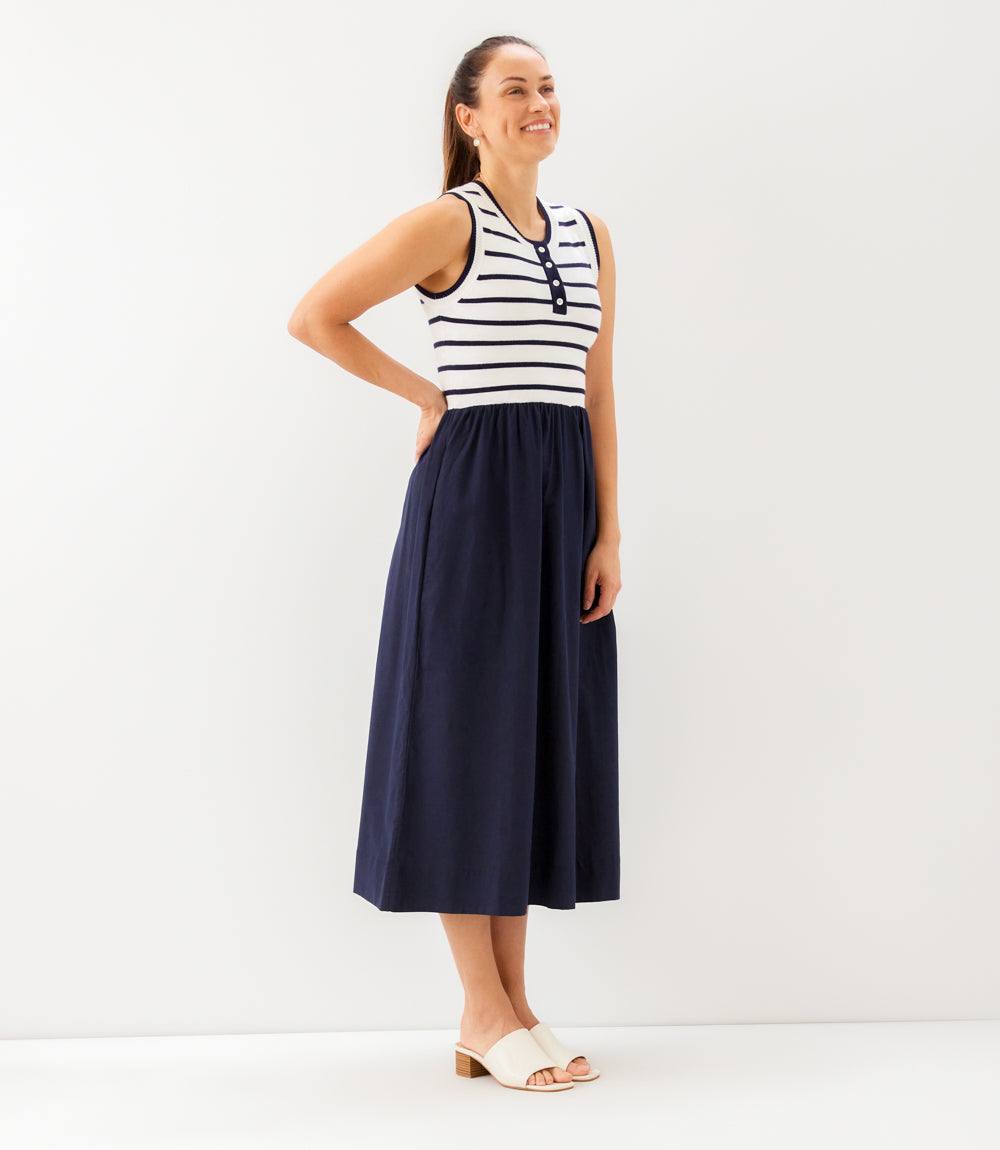 Stripe Mixed Media Dress