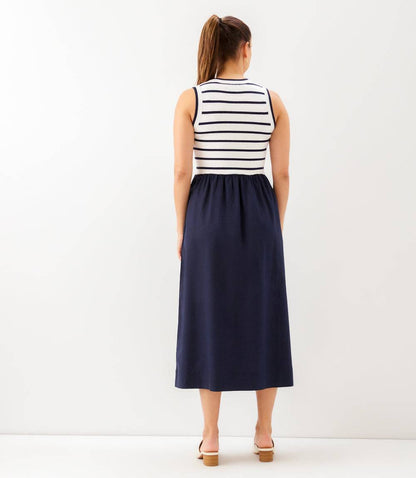 Stripe Mixed Media Dress