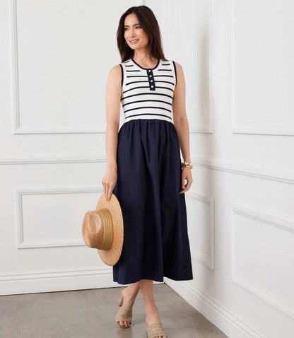 Stripe Mixed Media Dress