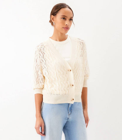 Puff Sleeve Crochet Cardigan Sweater