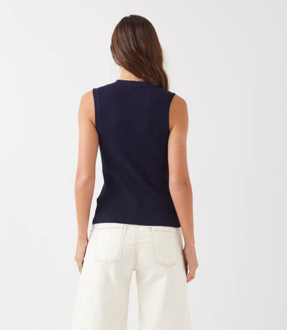 Sleeveless Ruffle V-Neck Sweater
