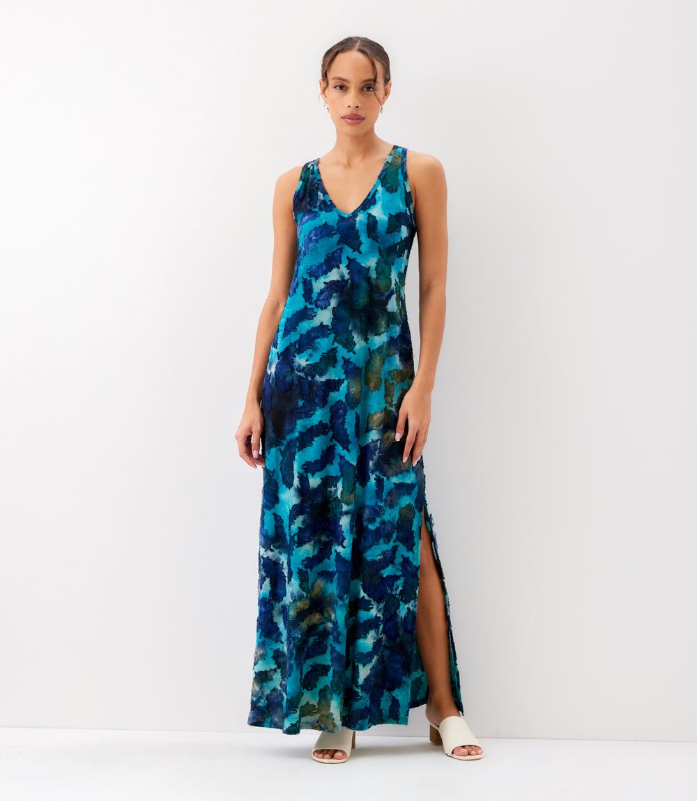 Side-Slit Burnout Maxi Dress