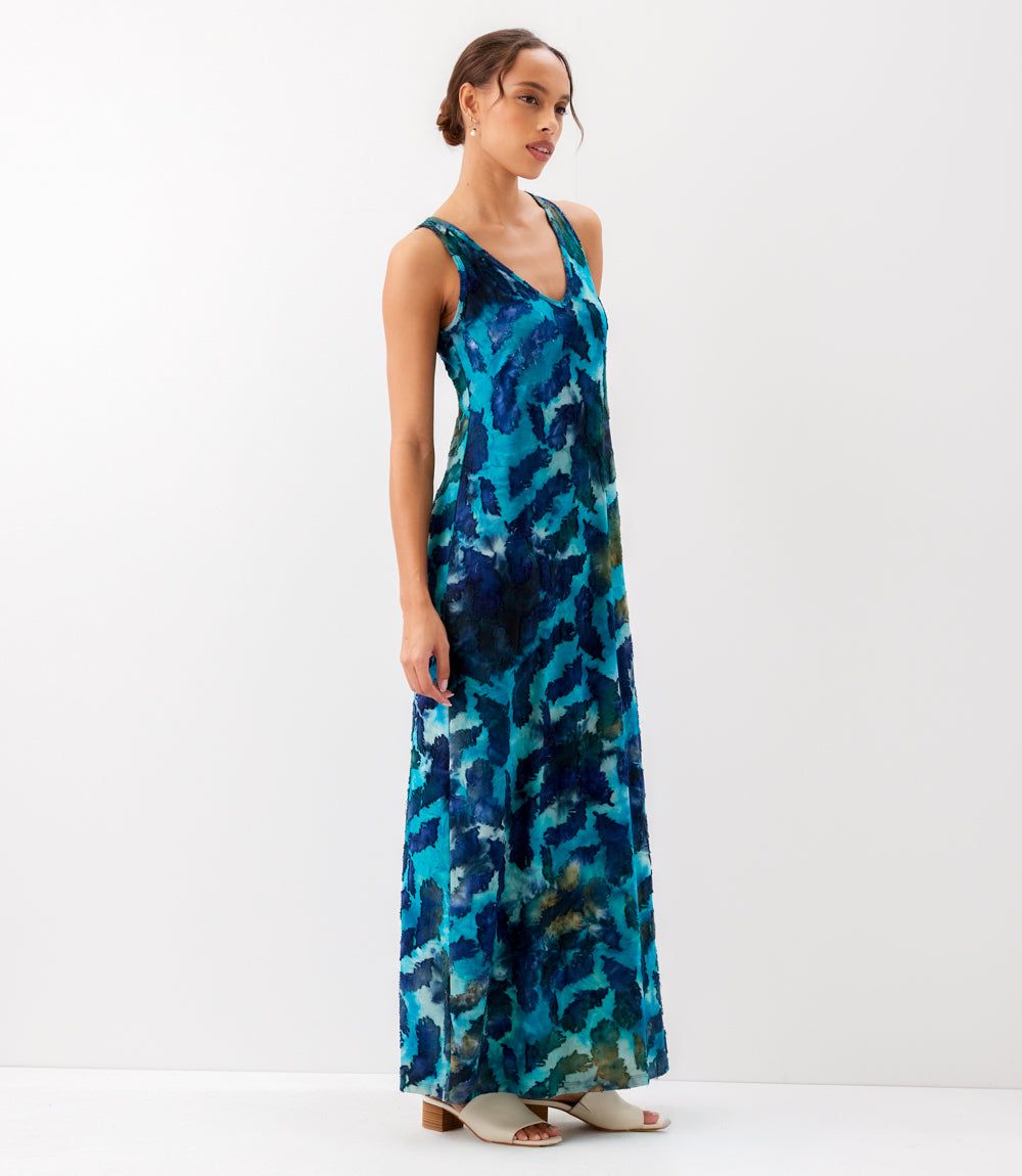 Side-Slit Burnout Maxi Dress