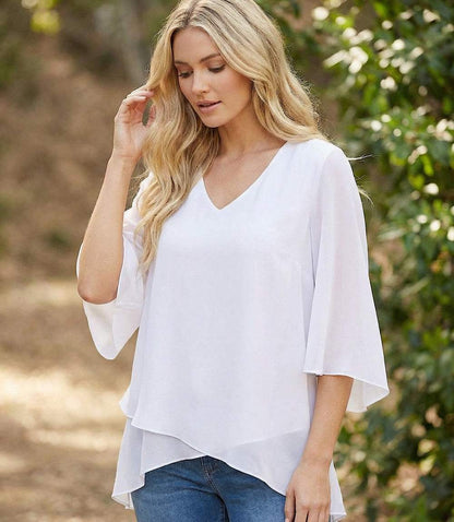 Plus Size Bracelet Sleeve Asymmetric Top