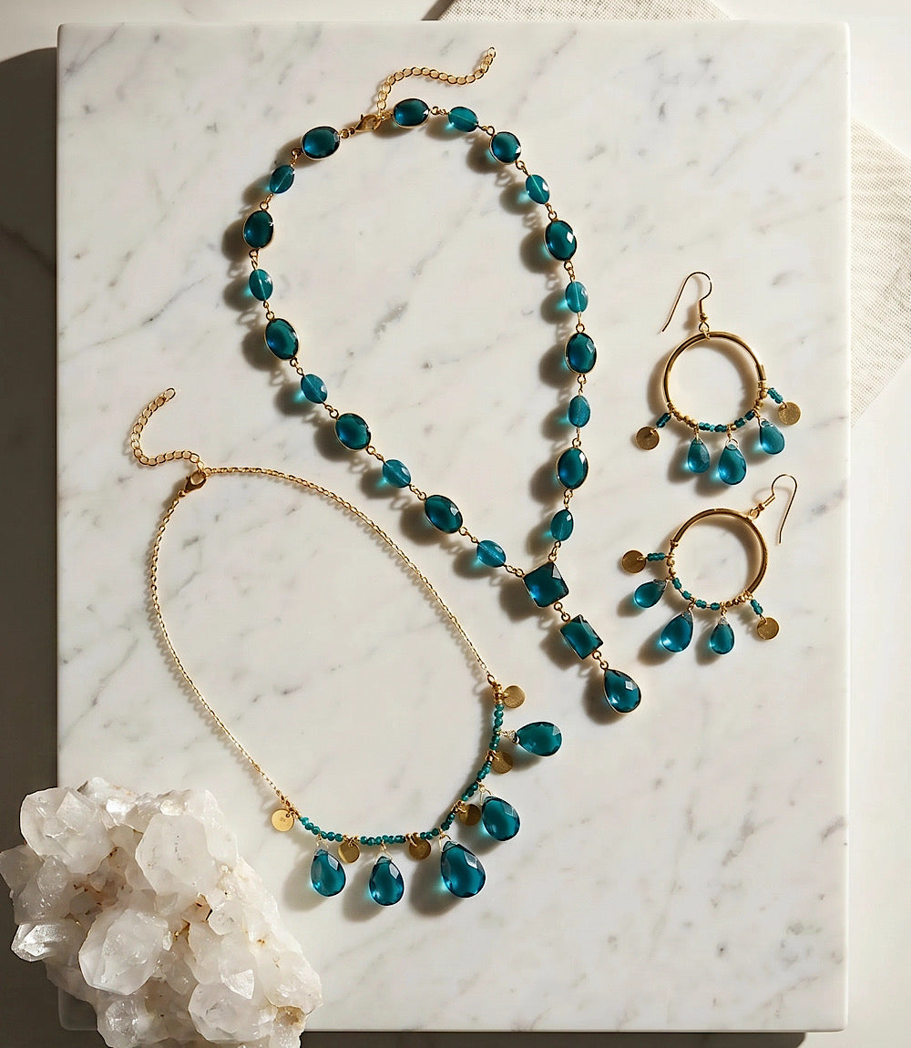 Teal Topaz Lariat Necklace