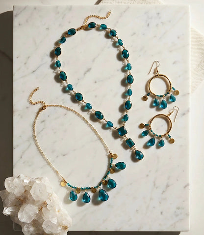 Teal Topaz Lariat Necklace