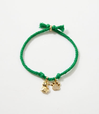 Pavé Cat And Paw Cord Bracelet
