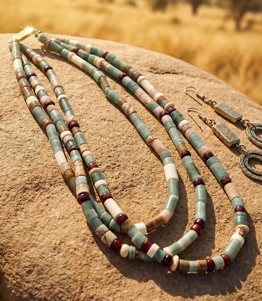 Layered Turquoise Bead Necklace