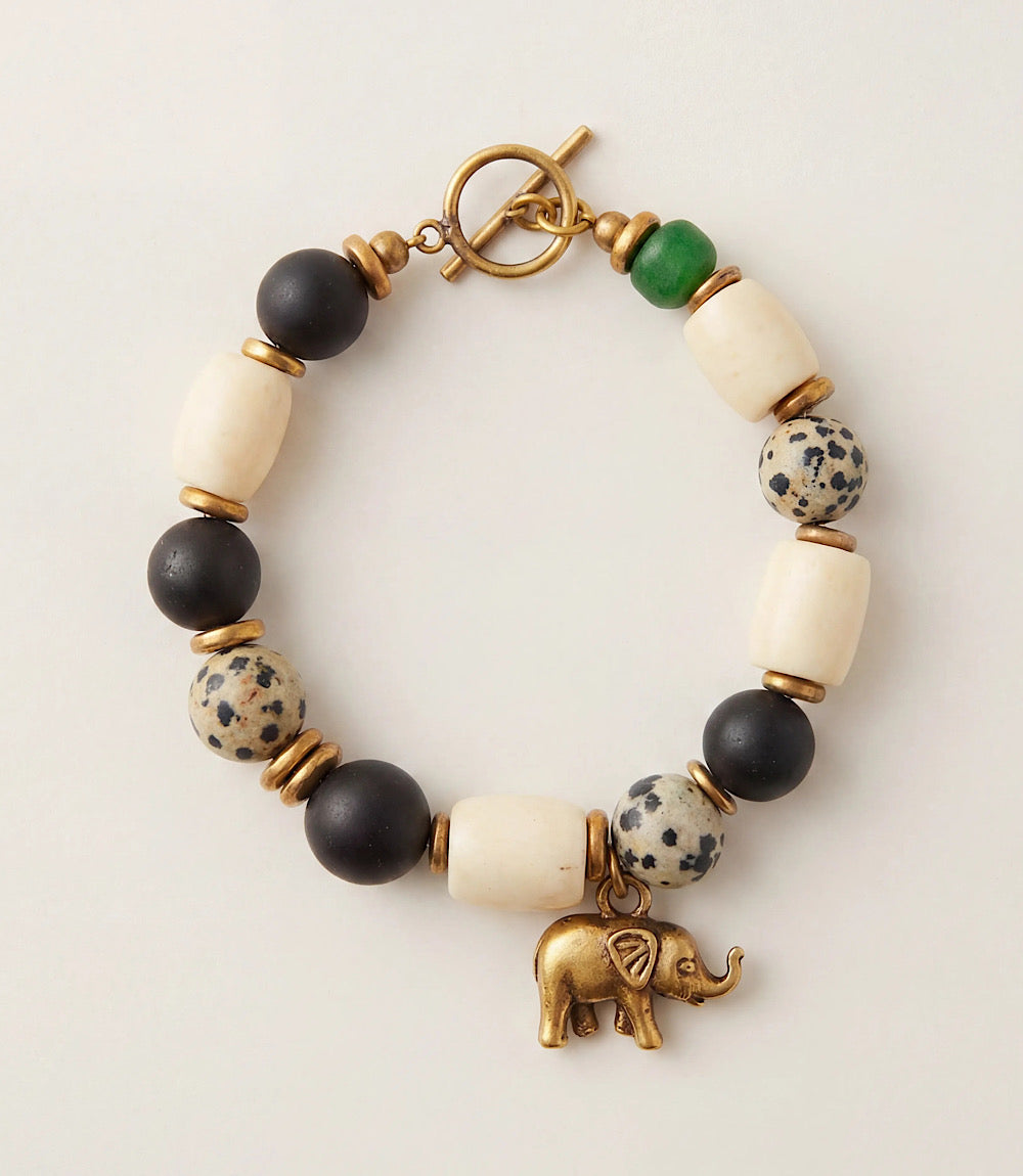 Elephant Charm Safari Stone Bracelet