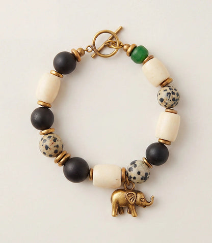 Elephant Charm Safari Stone Bracelet