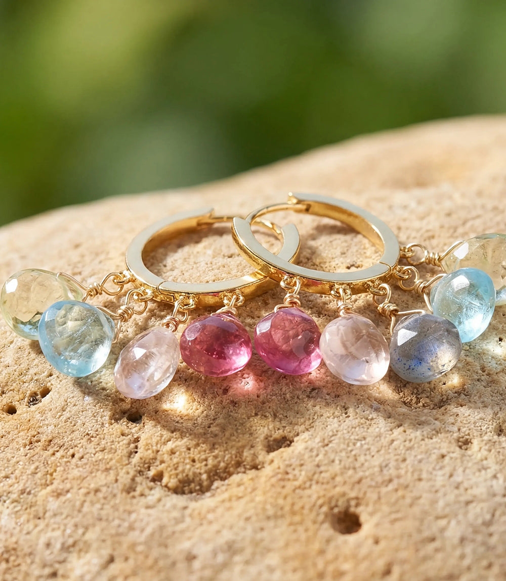 Gemstone Huggie Earrings