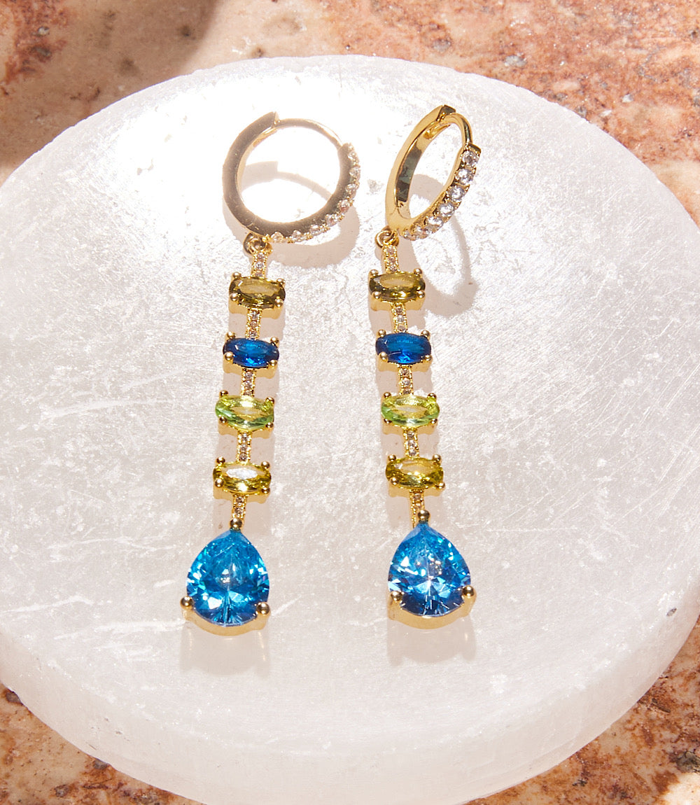 Multi Gemstone Drop Earrings