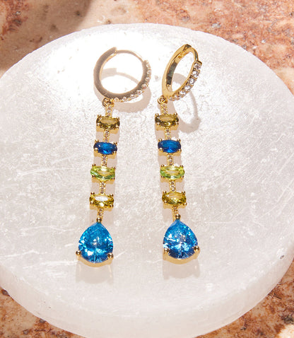 Multi Gemstone Drop Earrings