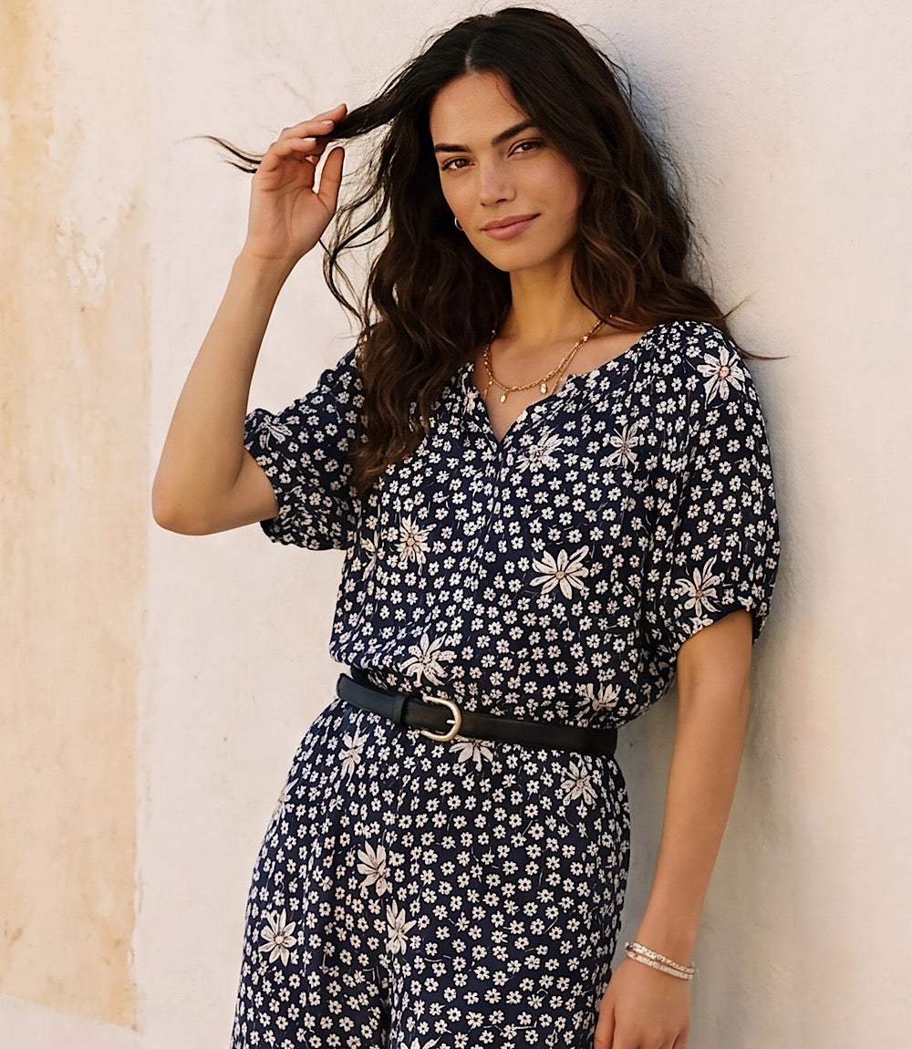 Puff Sleeve Peasant Top