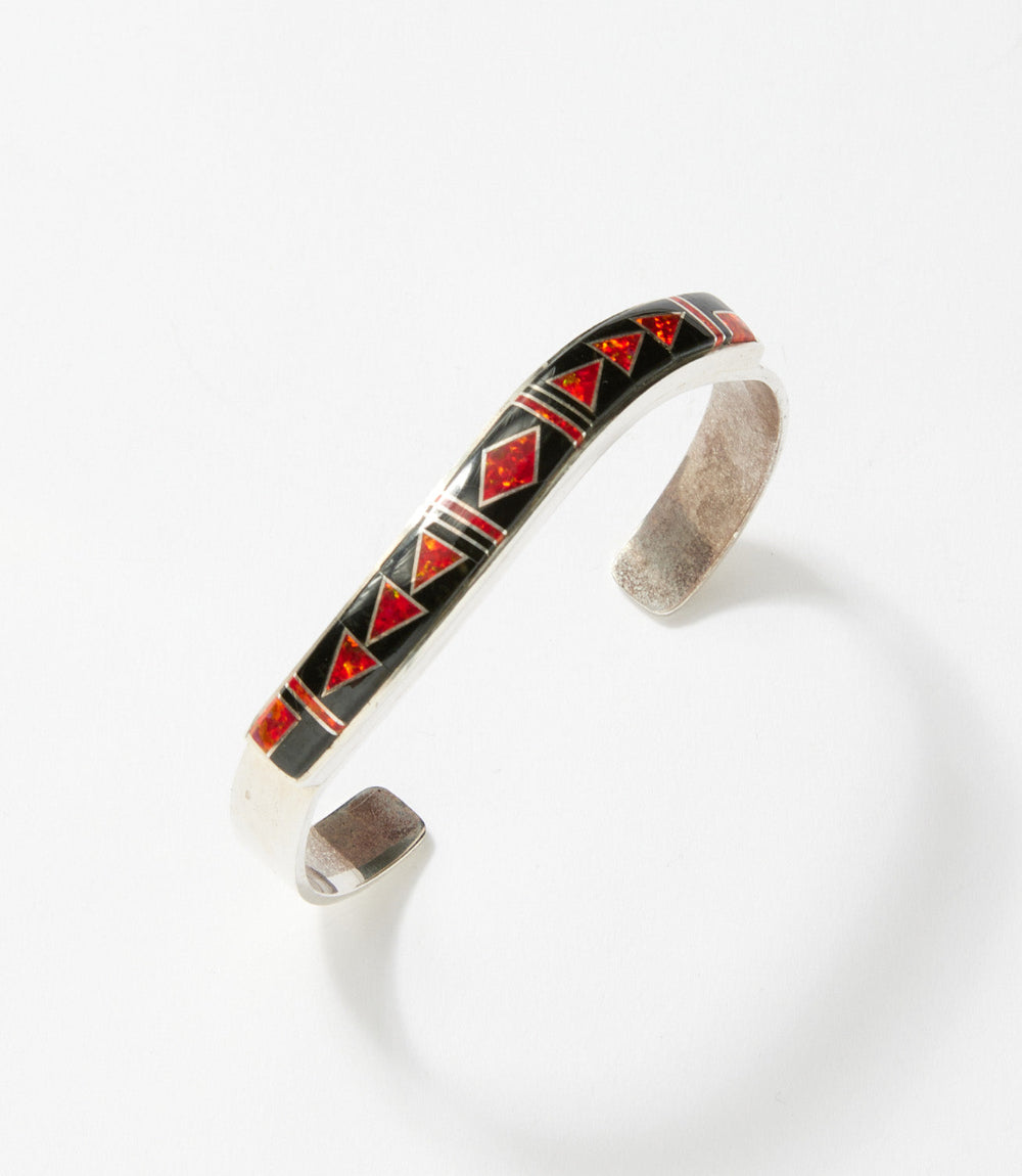 Black Onyx And Red Opal Cuff Bracelet