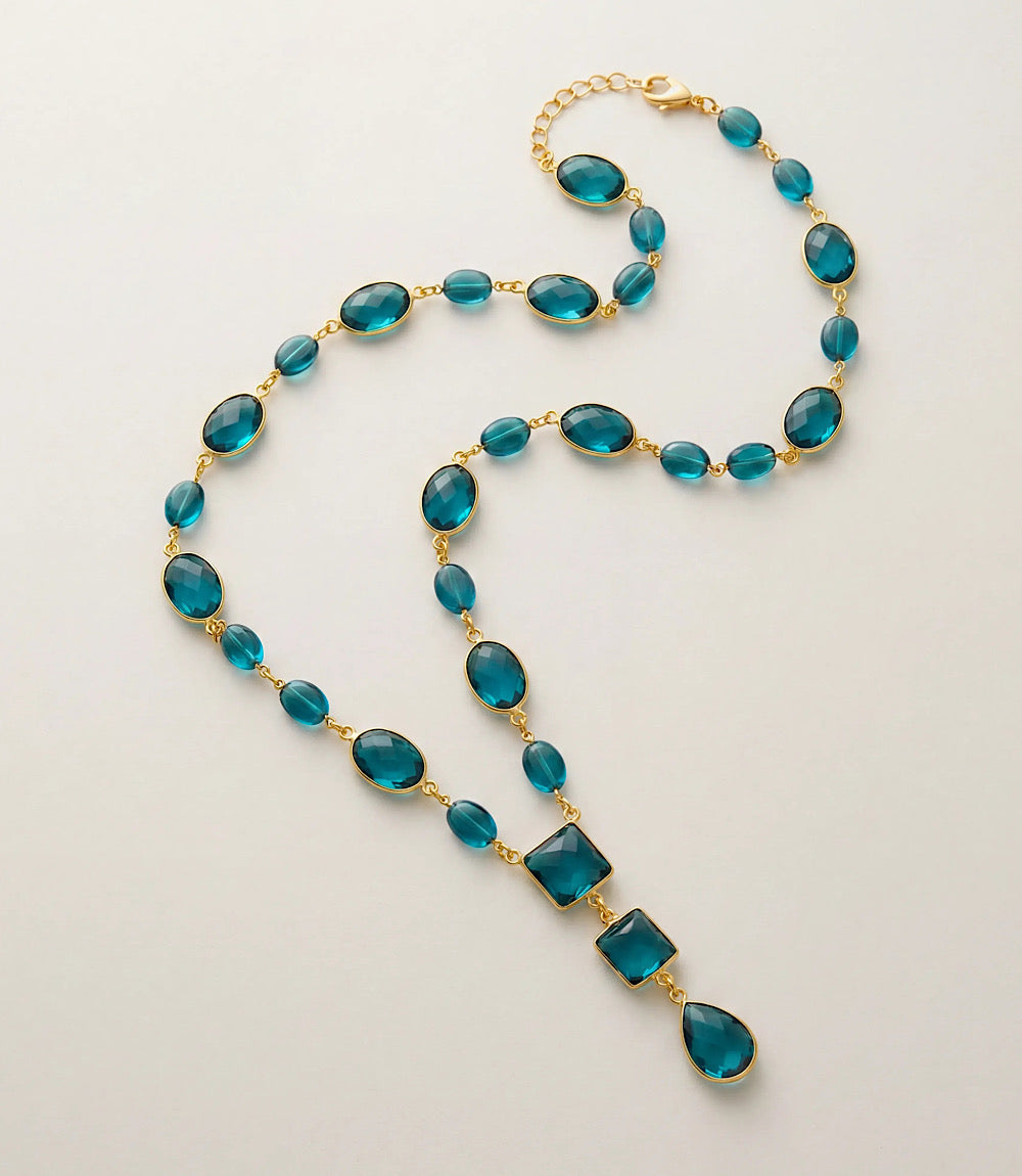 Teal Topaz Lariat Necklace