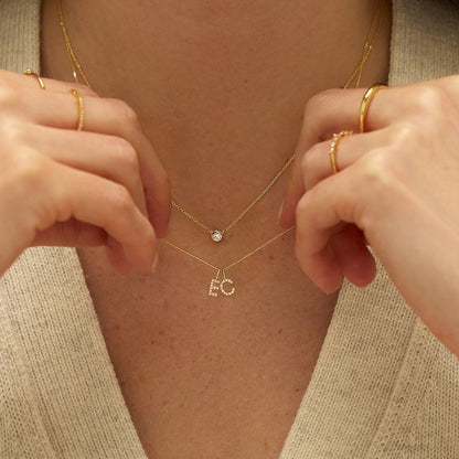 Solid Gold Genuine Diamond Individual Initial Charm