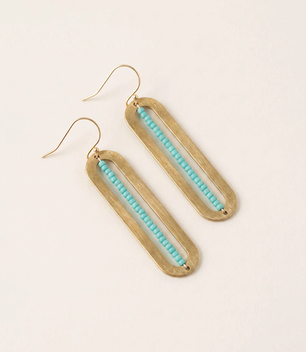 Beaded Oval Earrings