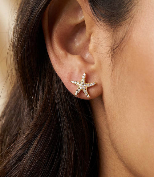 Pavé Starfish Stud Earrings