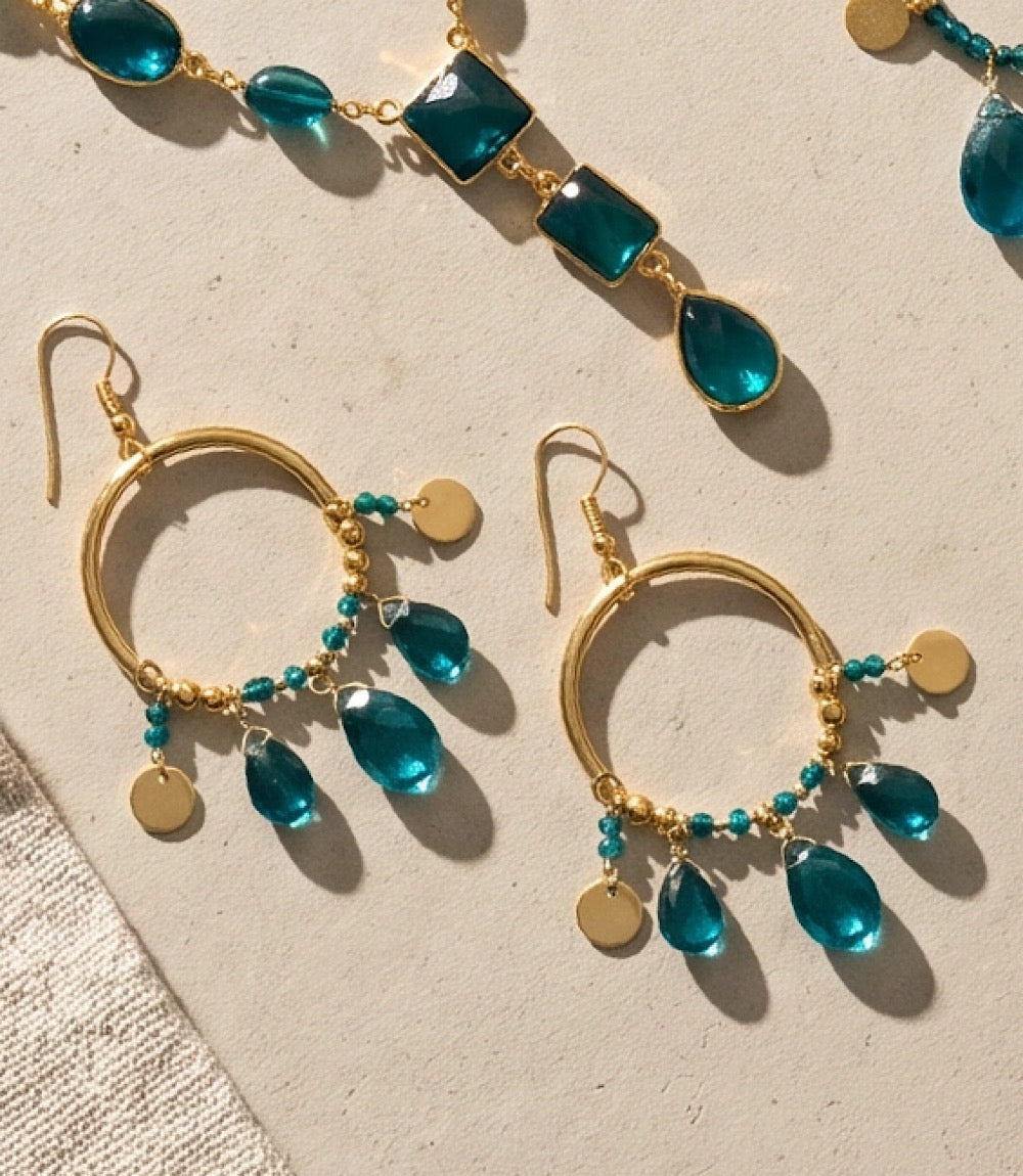 Teal Topaz Dangle Earrings