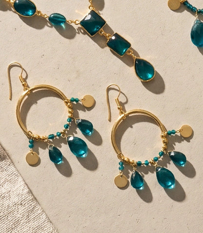 Teal Topaz Dangle Earrings