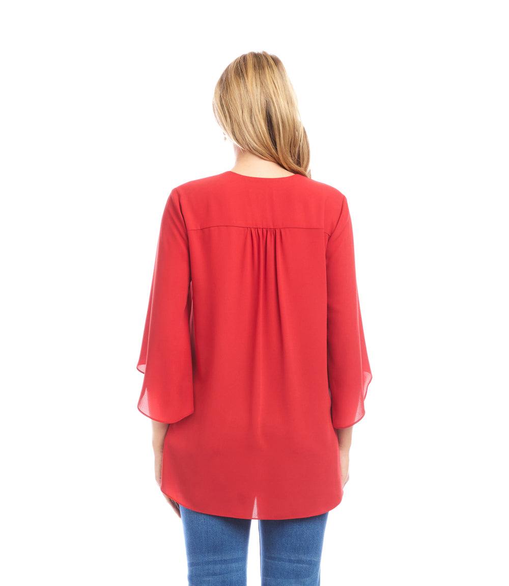 Petite Size Bracelet Sleeve Asymmetric Top