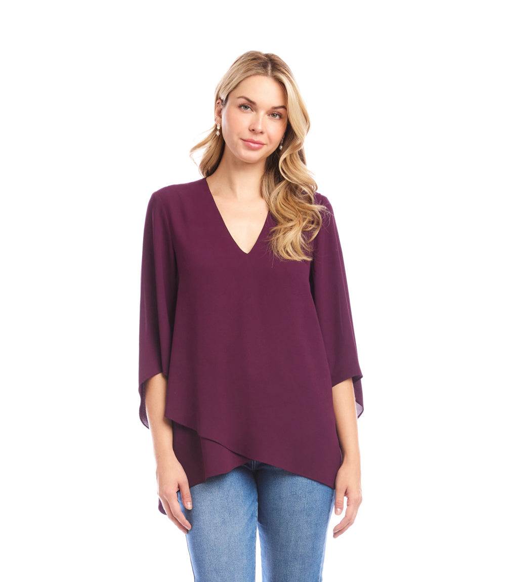 Petite Size Bracelet Sleeve Asymmetric Top
