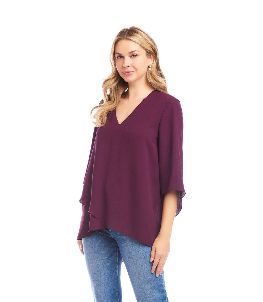 Petite Size Bracelet Sleeve Asymmetric Top
