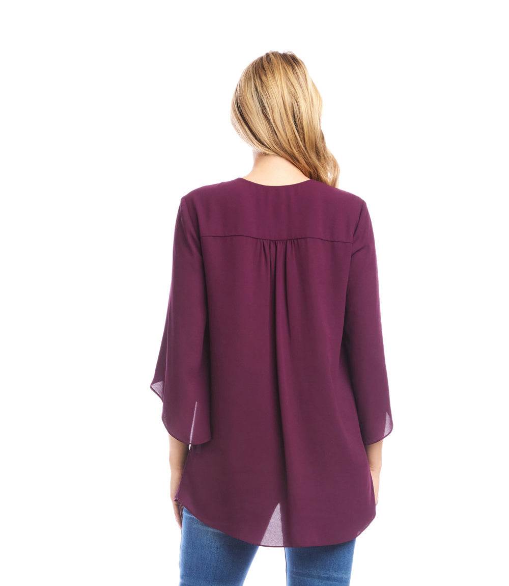 Petite Size Bracelet Sleeve Asymmetric Top
