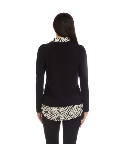 Layered Contrast Zebra Sweater