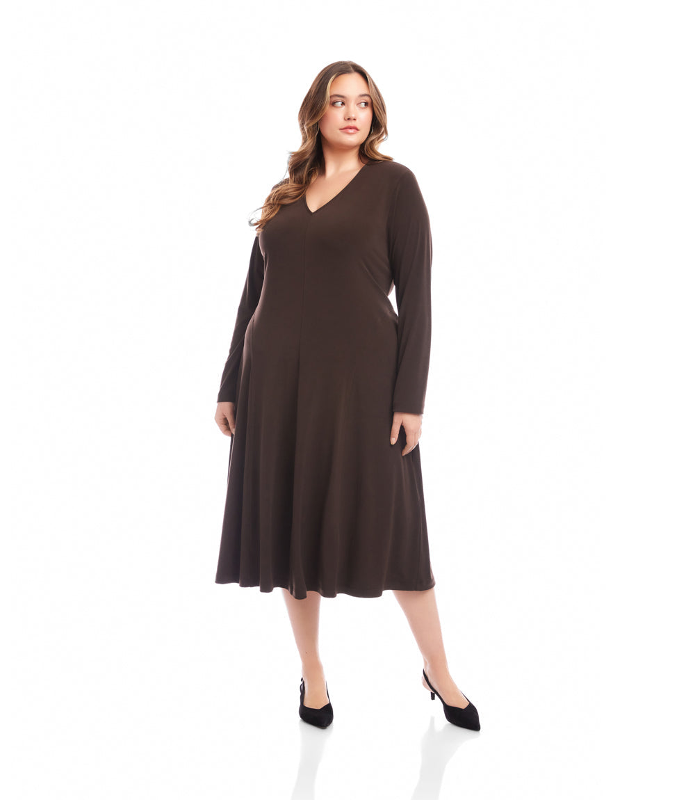 Plus Size Kate V-Neck Midi Travel Jersey Dress