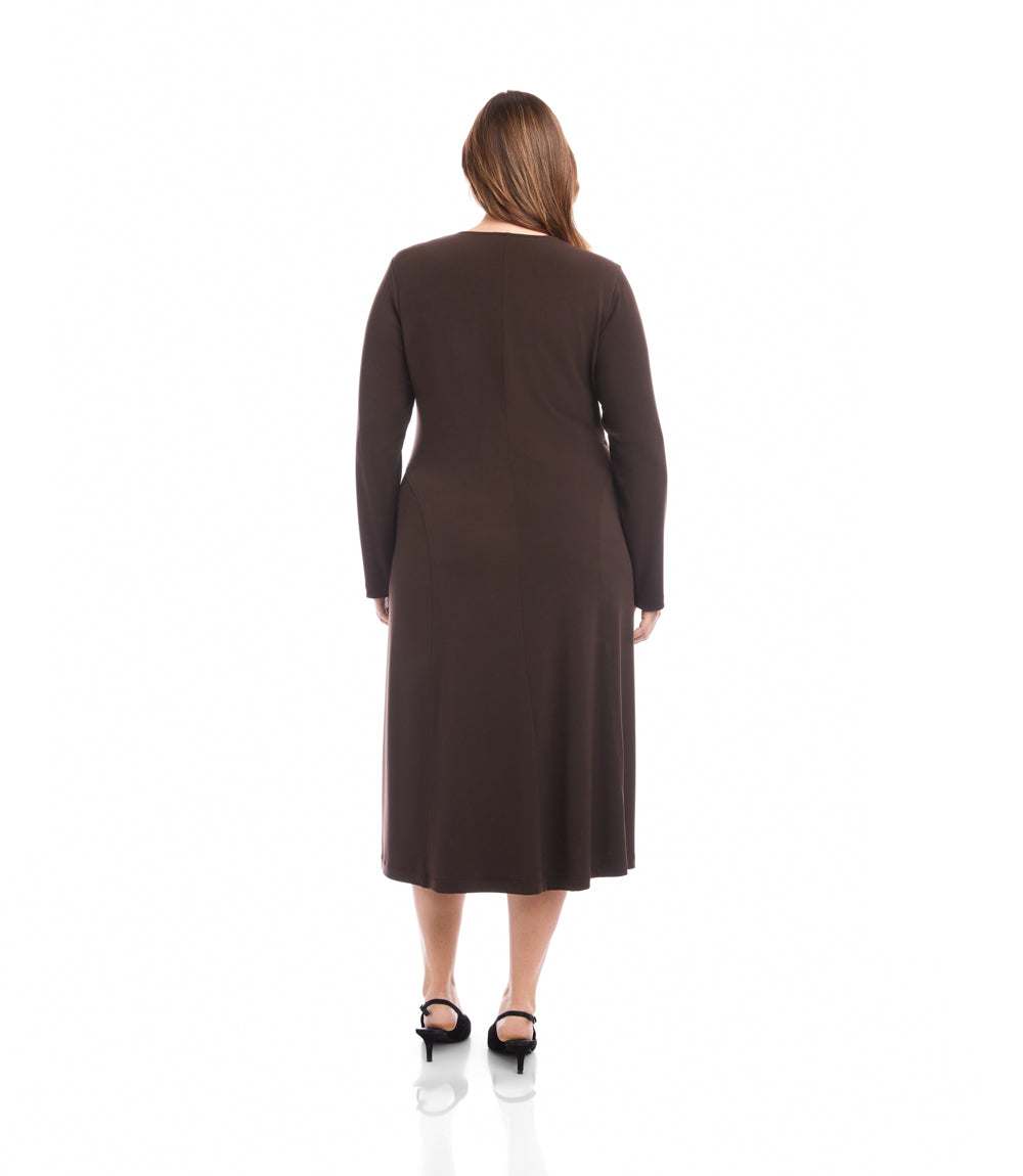 Plus Size Kate V-Neck Midi Travel Jersey Dress