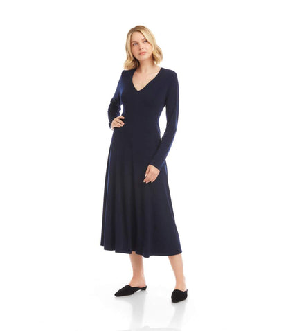 Kate V-Neck Midi Travel Jersey Dress