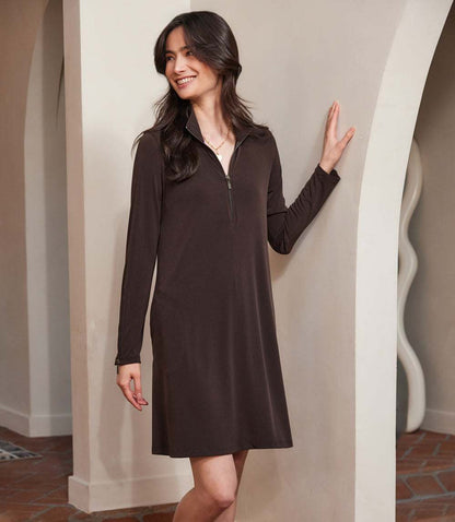 Petite Size Zip-Up Travel Jersey Dress