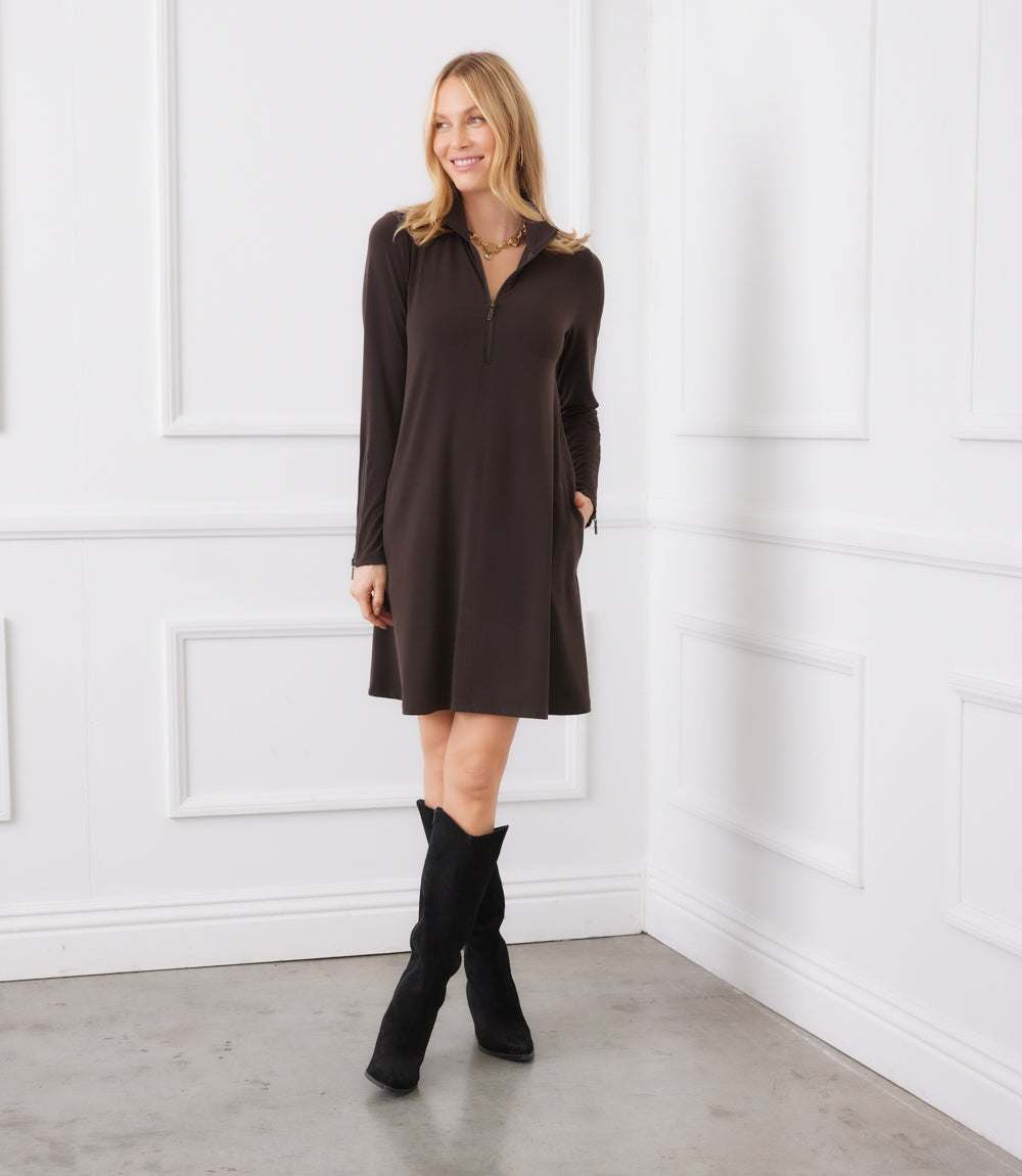 Zip-Up Travel Jersey Dress
