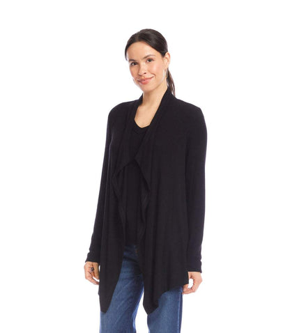 Long Sleeve Ribbed Drape Front Cardigan