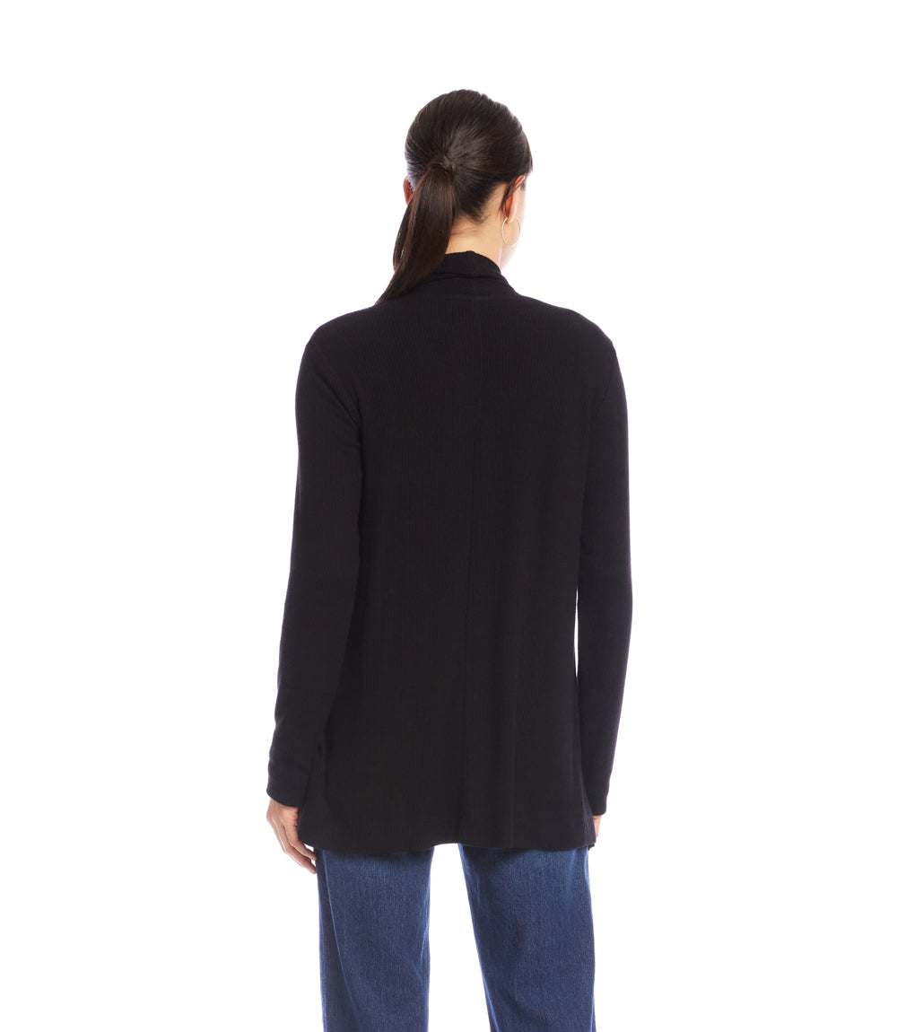 Long Sleeve Ribbed Drape Front Cardigan