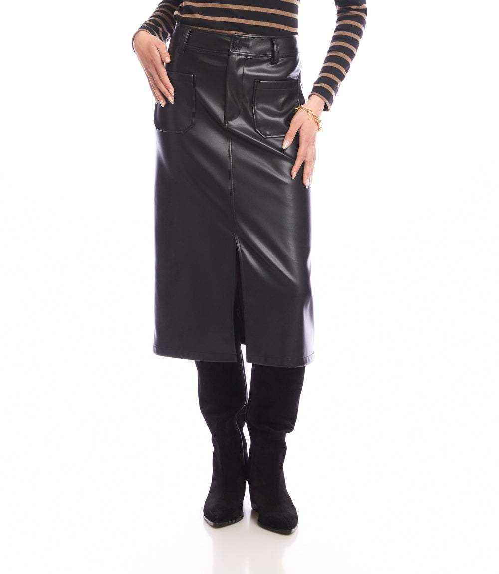 Faux Leather Midi Skirt