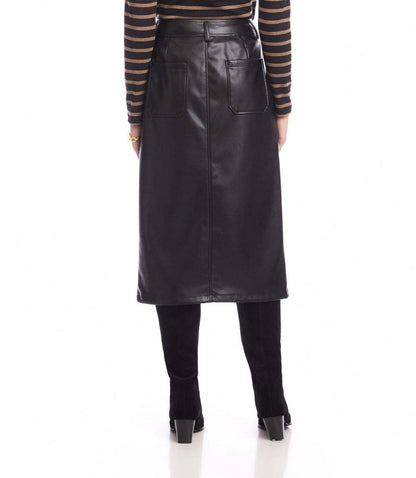 Faux Leather Midi Skirt