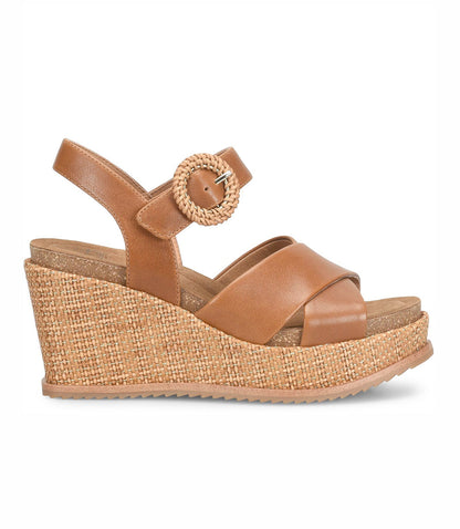 Sofft Dorathy Leather Raffia Wedge Sandals