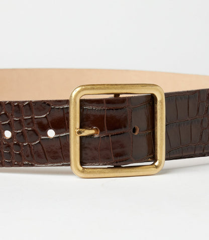 Streets Ahead Thin Crocodile Leather Buckle Belt