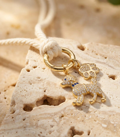 Pavé Dog And Paw Cord Necklace