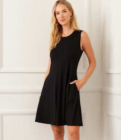 Petite Size Sleeveless Fit and Flare Dress