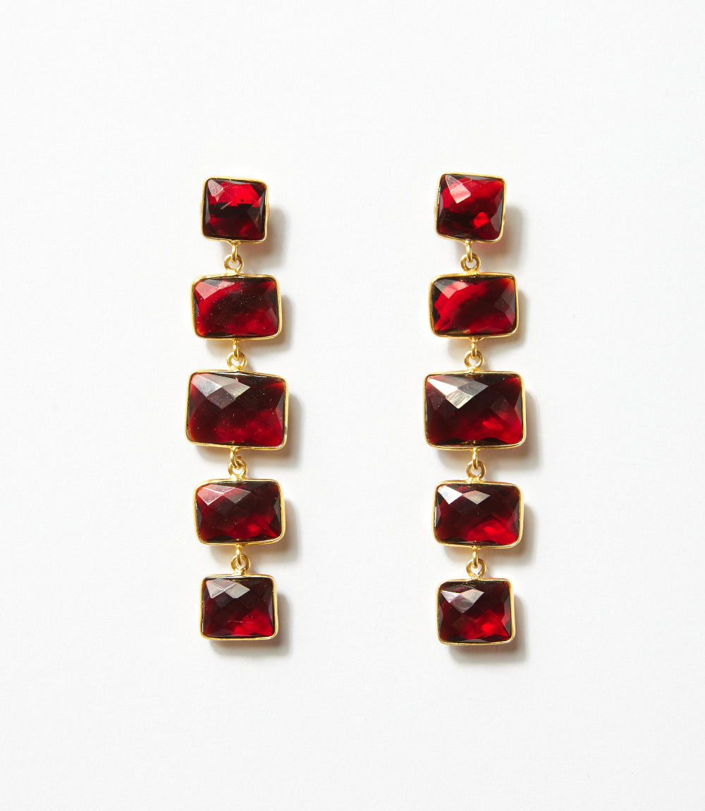 Five Drop Gemstone Earrings