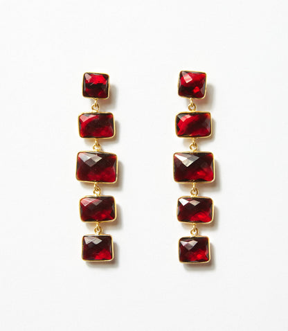Five Drop Gemstone Earrings