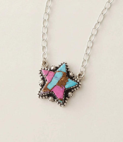 Cotton Candy Turquoise Star Necklace